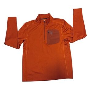 BASS OUTDOOR 1/4 ZIP SWEATER FLEECE INTERIOR MEN COLOR ORANGE LONG SLEEVE SIZE M